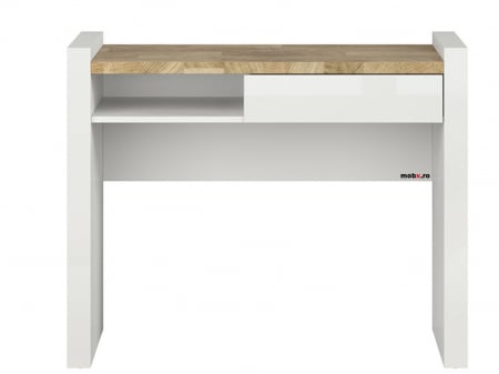 Alameda Dormitor modular, Set-A (dulap+ pat 160A + 2 noptiere + kom4S + toaleta), alb lucios si stejar. [13]