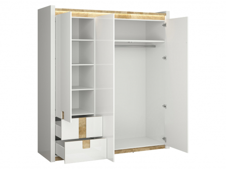 Alameda dulap 3U si 2S SZF3D2S, alb/stejar, (L/ad./h):180/60/201 cm. [2]