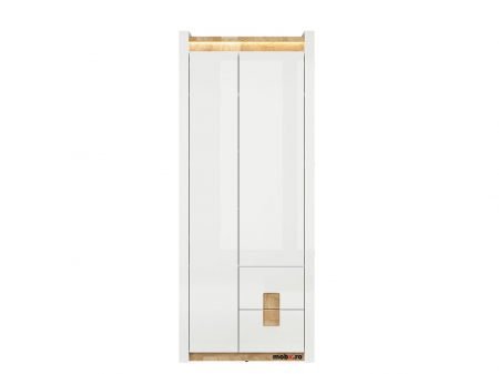 Colectii holuri - Alameda, dulap hol 2 usi si 2 sertare, REG2D2S alb/stejar, (L/ad./h):82/37/202 cm.