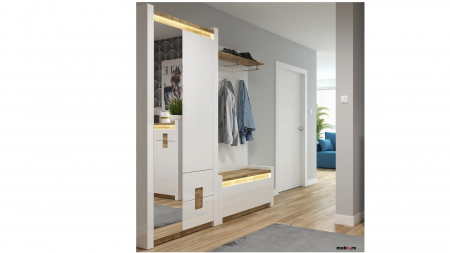 Alameda, dulap hol 2 usi si 2 sertare, REG2D2S alb/stejar, (L/ad./h):82/37/202 cm. [2]