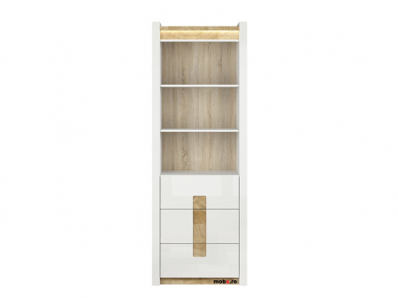 Colectia Living ALAMEDA - Alameda etajera REG3S, alb/stejar, (L/ad./h):72/41/202 cm.