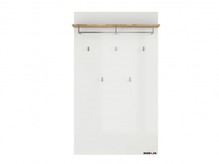 Alameda, hol Set-A (dulap + pantofar + cuier), alb lucios si stejar, (L/ad./h):182/37/201 cm. [7]