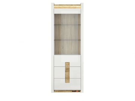 Colectia Living ALAMEDA - Alameda vitrina REG1W2S, alb/stejar, (L/ad./h):72/41/202 cm.
