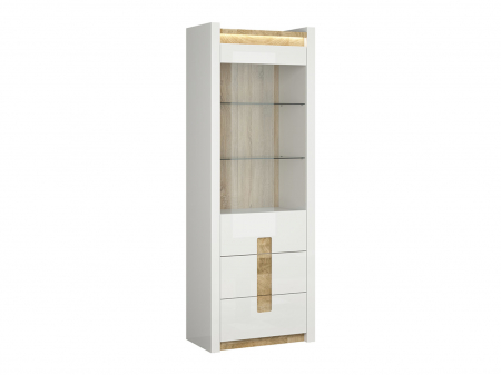 Alameda vitrina REG1W2S, alb/stejar, (L/ad./h):72/41/202 cm. [1]