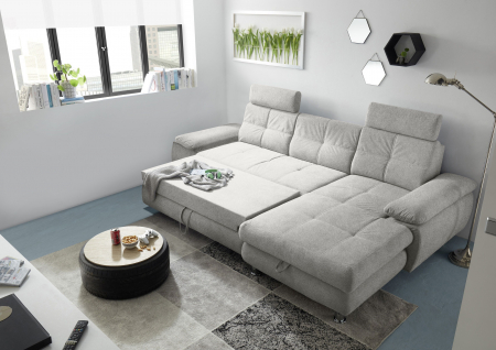 ALBA, coltar extensibil, functie somn si relaxare, 2F-RECBK, dreapta, stofa gri brego 07, 274x177x88, ext.210x132cm. [1]