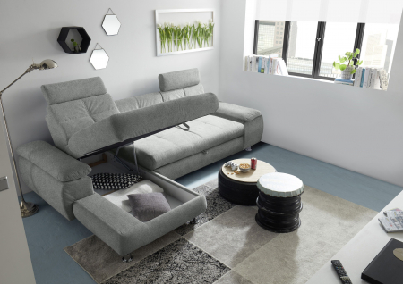 ALBA, coltar extensibil, functie somn si relaxare, RECBK-2F, stanga, stofa gri brego 09, 274x177x88, ext.210x132cm. [2]