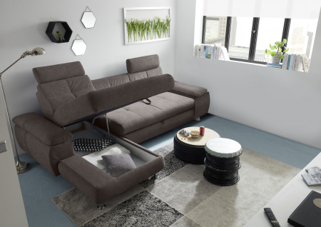 ALBA, coltar extensibil, functie somn si relaxare, RECBK-2F, stanga, stofa gri brego 40, 274x177x88, ext.210x132cm. [2]