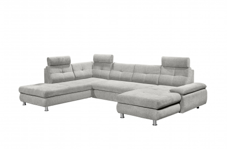 ALBA, coltar U pentru living, extensibil, functie somn si relaxare OTM.2F.RECBK, stanga, stofa gri silver brego 07, 349x233x88, ext.275x127cm. [1]