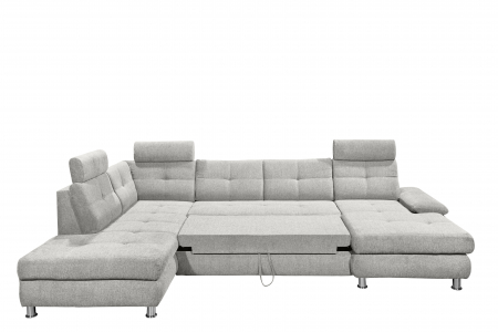 ALBA, coltar U pentru living, extensibil, functie somn si relaxare OTM.2F.RECBK, stanga, stofa gri silver brego 07, 349x233x88, ext.275x127cm. [3]