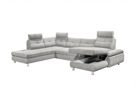 ALBA, coltar U pentru living, extensibil, functie somn si relaxare OTM.2F.RECBK, stanga, stofa gri silver brego 07, 349x233x88, ext.275x127cm. [2]