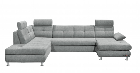 Coltare living - ALBA, coltar U pentru living, extensibil, functie somn si relaxare OTM.2F.RECBK, stanga, stofa gri brego 09, 349x233x88, ext.275x127cm.