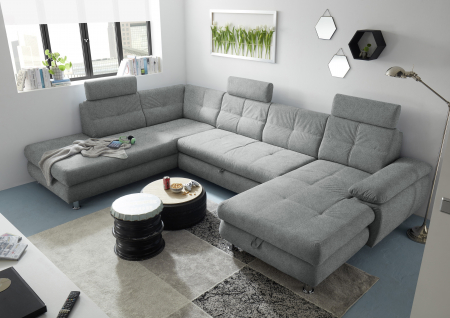 ALBA, coltar U pentru living, extensibil, functie somn si relaxare OTM.2F.RECBK, stanga, stofa gri brego 09, 349x233x88, ext.275x127cm. [5]