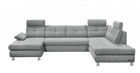 Coltare living - ALBA, coltar U pentru living, extensibil, functie somn si relaxare RECBK.2F.OTM, dreapta, stofa gri brego 09, 349x233x88, ext.275x127cm.