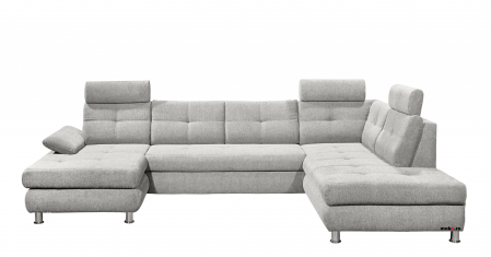 Coltare living - ALBA, coltar U pentru living, extensibil, functie somn si relaxare RECBK.2F.OTM, dreapta, stofa gri silver brego 07, 349x233x88, ext.275x127cm.