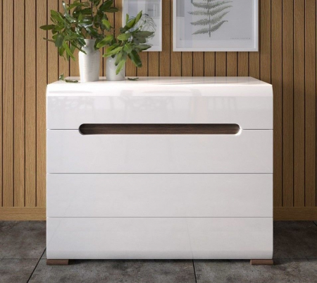 Azteca Comoda KOM4S, 4 sertare, front MDF culoare alb lucios, 106/41/84 cm. [6]