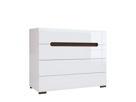 Azteca Comoda KOM4S, 4 sertare, front MDF culoare alb lucios, 106/41/84 cm. [1]