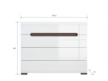 Azteca Comoda KOM4S, 4 sertare, front MDF culoare alb lucios, 106/41/84 cm. [2]