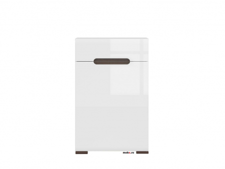 Azteca Comoda KOM1D1S, front MDF culoare alb lucios, 60/38/105 cm.