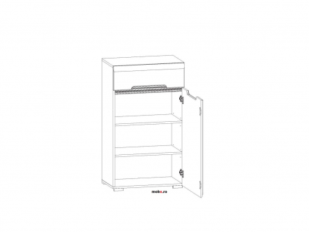Azteca Comoda KOM1D1S, front MDF culoare alb lucios, 60/38/105 cm. [2]