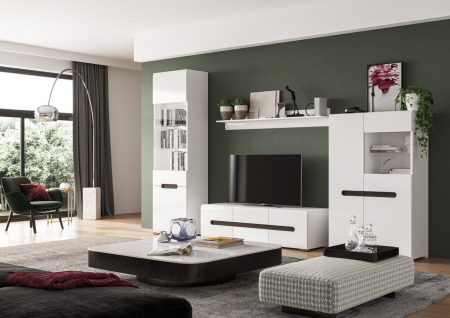 Azteca Comoda RTV2D2S, 2 usi si 2 sertare, front MDF culoare alb lucios, 150/47/43 cm. [5]