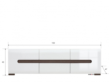 Azteca Comoda RTV2D2S, 2 usi si 2 sertare, front MDF culoare alb lucios, 150/47/43 cm. [3]