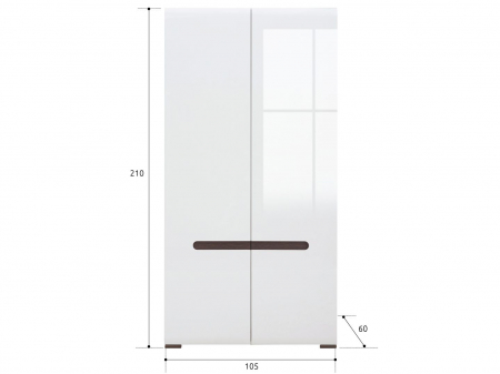 Azteca Dulap SZF2D, front MDF culoare alb lucios, 105/60/210cm. [4]