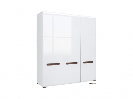 Azteca Dulap SZF3D, front MDF culoare alb lucios, 180/60/210cm. [1]