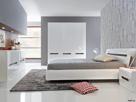 Azteca Dulap SZF3D, front MDF culoare alb lucios, 180/60/210cm. [5]