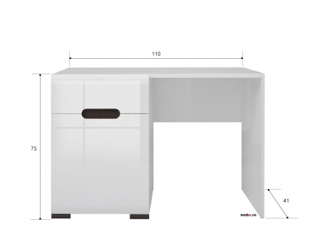 Azteca Masa Toaleta TOL1D1S, 1usa 1 sertar , front MDF culoare alb lucios, 110/41/75 cm. [1]