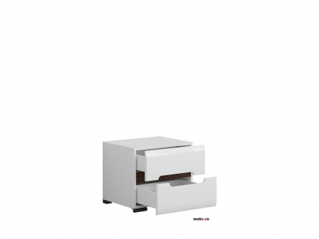 Azteca Noptiera KOM2S cu 2 sertare, front MDF culoare alb, 50/41/43 cm. [2]