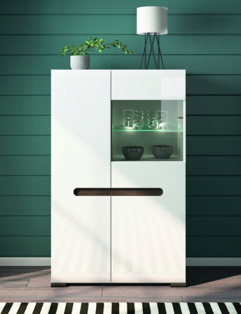 Azteca Vitrina REG1W1D/14/9, front MDF culoare alb lucios, 90/41/145 cm. [4]