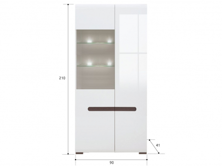 Azteca Vitrina REG1W1D/21/9, front MDF culoare alb lucios, 90/41/210 cm. [1]