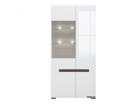 Colectia Living AZTECA - Azteca Vitrina REG1W1D/21/9, front MDF culoare alb lucios, 90/41/210 cm.