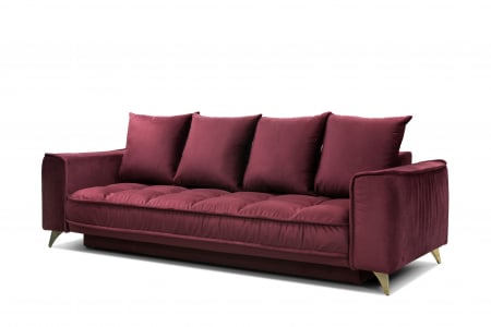 Canapea BELAVIO 3 locuri extensibila cu functie dormit, relaxare si depozitare, stofa bordo Monolit 69, 248x108x(71-92), ext.198x145cm [1]