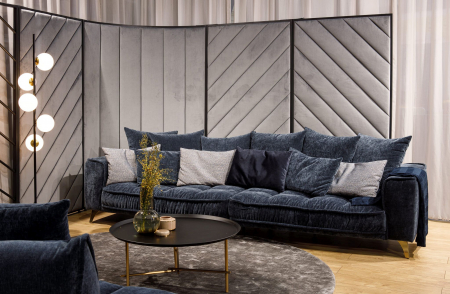 Canapea BELAVIO 4 locuri fixa cu functie relaxare, stofa bleumarin Monolit 79, 306x106x(71-92) cm [2]