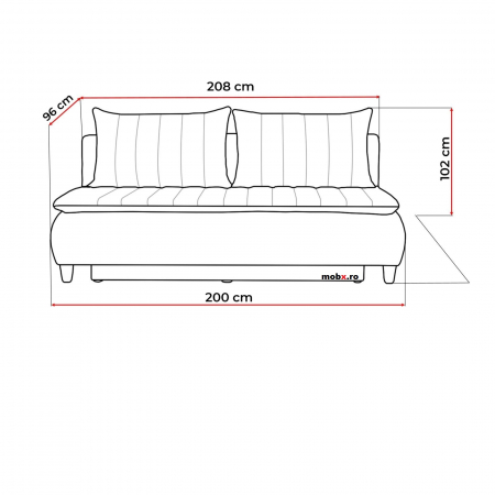 Canapea HARRY, 3 locuri extensibila cu functie de somn, relaxare si depozitare, stofa blue Riviera 81 , 208x96x102, ext.200x160cm [10]