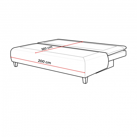 Canapea HARRY, 3 locuri extensibila cu functie de somn, relaxare si depozitare, stofa gri Bonn 91 , 208x96x102, ext.200x160cm [7]