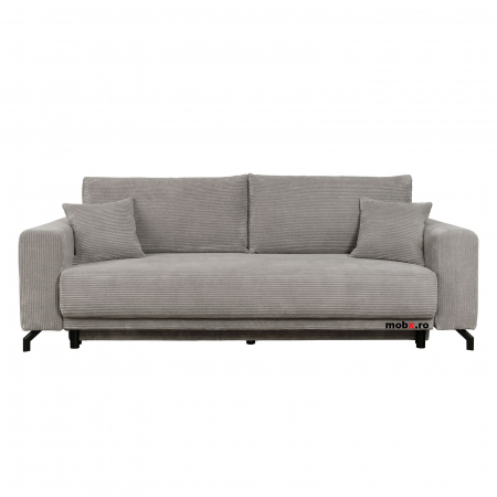 Canapele living - CAPRI, Canapea extensibila 3 locuri, cu functie somn, relaxare si depozitare, stofa gri, 244x109x89, ext.197x147 cm