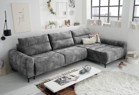 Coltar Living extensibil functie somn CORK 2F.REC, dreapta, stofa gri infinity 15 grey. [3]