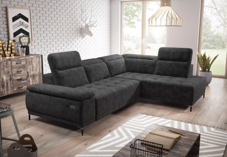 Coltar living extensibil functie relaxare FOCUS L, 2SL-2OTR, dreapta, stofa graphite, 278x204x82(98)cm. [5]