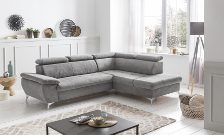 Coltare living - Coltar extensibil GISELE 2.5F-OTM/BK KLEIN, dreapta, stofa gri G002, 256x209x83(99), ext.177x120cm.