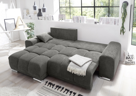 Coltar Living extensibil functie somn PACO, stofa gri stone, universal, 264x186x93cm. [1]