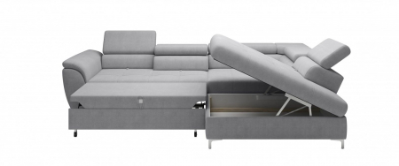Coltar extensibil TEMPO 2FL-E-OTKR, dreapta, stofa gri, 290x215x77(94), ext.220x138cm. [2]