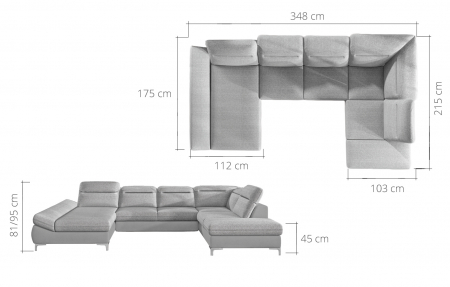 Coltar extensibil TIMOLA XL OTL-2FBB-2OTKR, dreapta, stofa bej, 348x215x81(95), ext.273x123cm.cm [3]