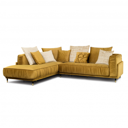 Coltar Living BE Set-2, structura fixa cu functie relaxare, stanga, stofa auriu Piano 23, 295x250x104cm [1]