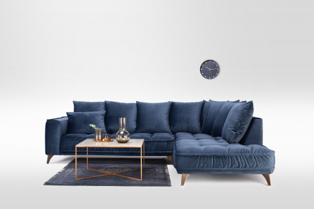 Coltar Living BELAVIO Set-2, structura fixa cu functie relaxare, dreapta, stofa blue Monolit 77, 288x210x(71-92)cm [12]
