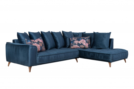 Coltar Living BELAVIO Set-2, structura fixa cu functie relaxare, dreapta, stofa blue Monolit 77, 288x210x(71-92)cm [2]