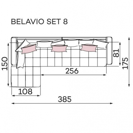Coltar Living BELAVIO Set-2, structura fixa cu functie relaxare, dreapta, stofa blue Monolit 77, 288x210x(71-92)cm [27]