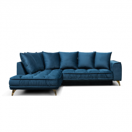 Canapele & coltare living - Coltar Living BELAVIO Set-3, extensibil cu functie relaxare si depozitare, stanga, stofa blue Monolit 77, 262x185x(71-92), ext.214x130cm