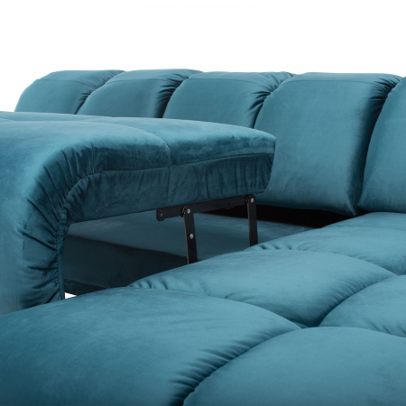 Coltar Living BULLET, extensibil cu functie relaxare si depozitare, dreapta, stofa turquise Velvet 659, 294x194x(80-102), ext.240x137cm [14]
